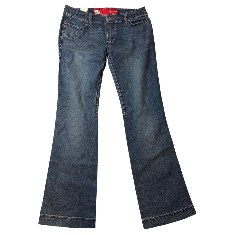 VTG Ecko Red Womens Flare Jeans Size 13 Blue Dark Wash Y2K Embroidered NEW